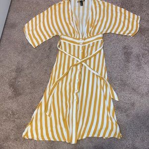 Striped yellow midi-dress